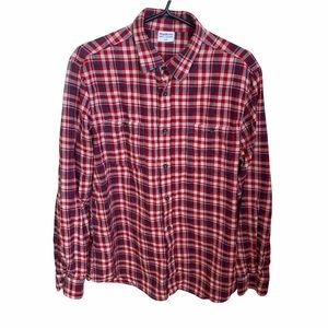 Wind River Plaid Flannel Button Up Shirt Maroon Navy Men’s Large